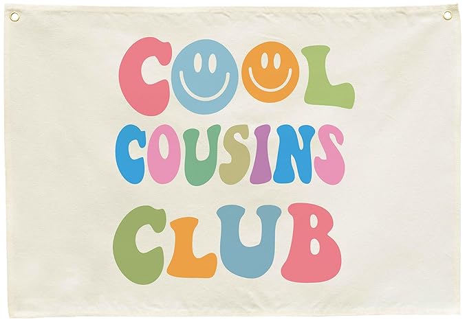 Nursery Rectangular Hanging Canvas Banner Wall Decor for Nursery Bedroom Playroom Decor-Poster Flag Sign Art for Baby Boy Girl Kids,Baby Shower Birthday Christmas Gift -Cool Cousin Club