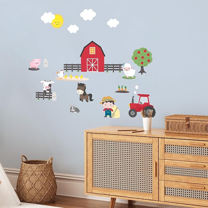 Farm Life Decals - Easy-to-Apply & Removable Wall Stickers: Transform Your Toddlers Bedroom with Durable, Vibrant Peel-and-Stick Wall Decor – Farm Stickers for Kids