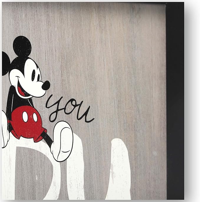 Disney Mickey Mouse Do What Makes You Happy Framed Wood Wall Decor - For Bedroom, Playroom or Living Room
