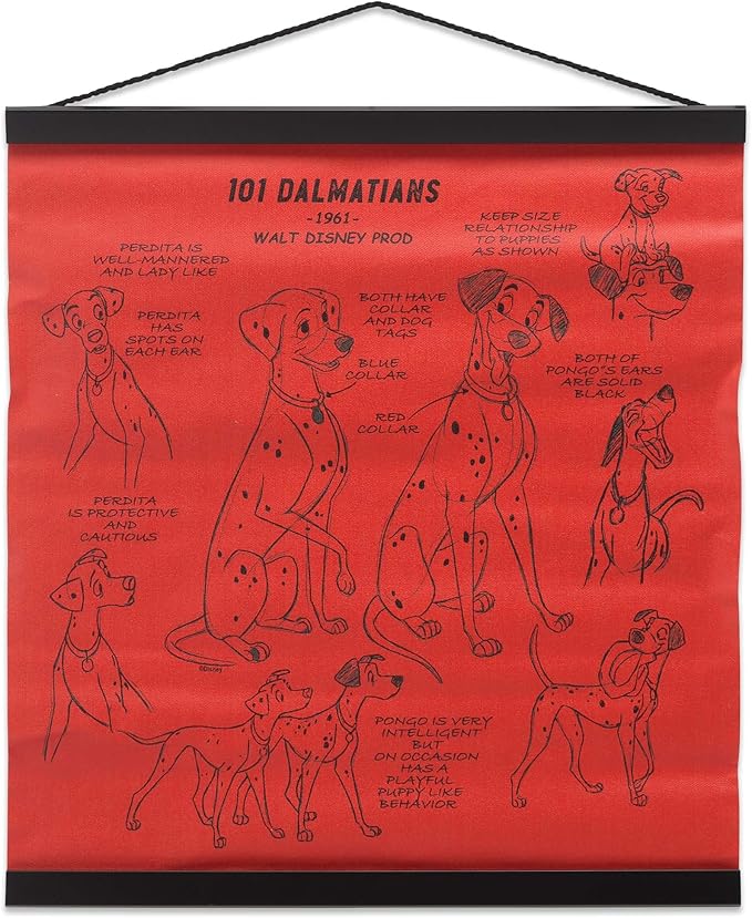 Open Road Brands Disney 101 Dalmatians Hanging Canvas Banner - Vintage 101 Dalmatians Wall Decor for Movie Room or Bedroom