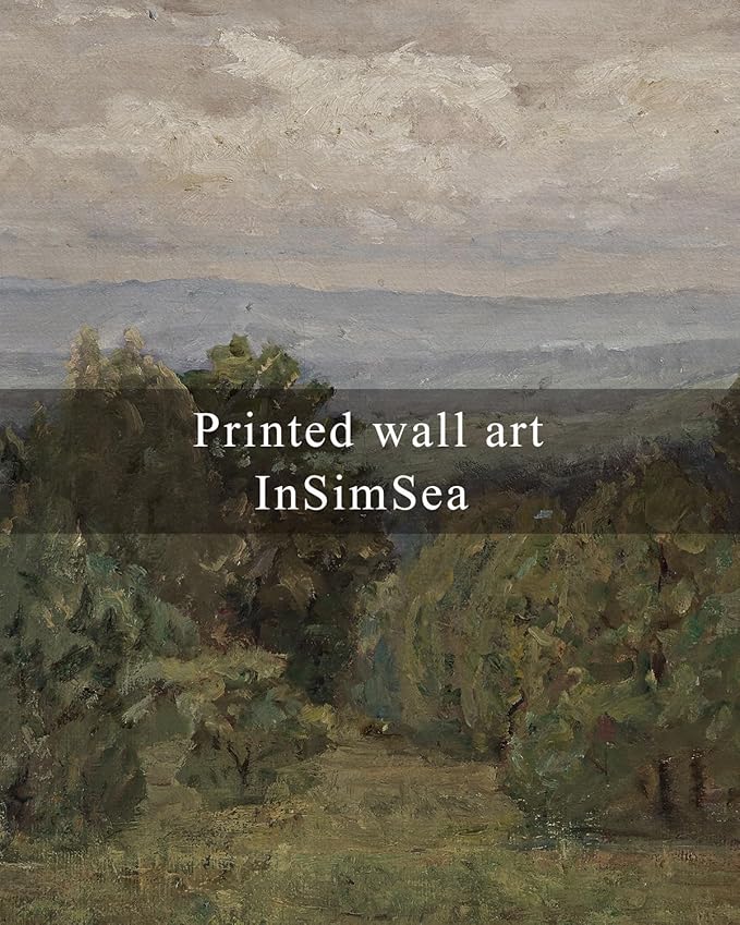 InSimSea Framed Canvas Wall Art, Vintage Landscape Art for Living Room Hallway Shelf, 10x8in, Impressionist Mountain Painting, Rustic Farmhouse Cozy Mid Century Small Nature Decor