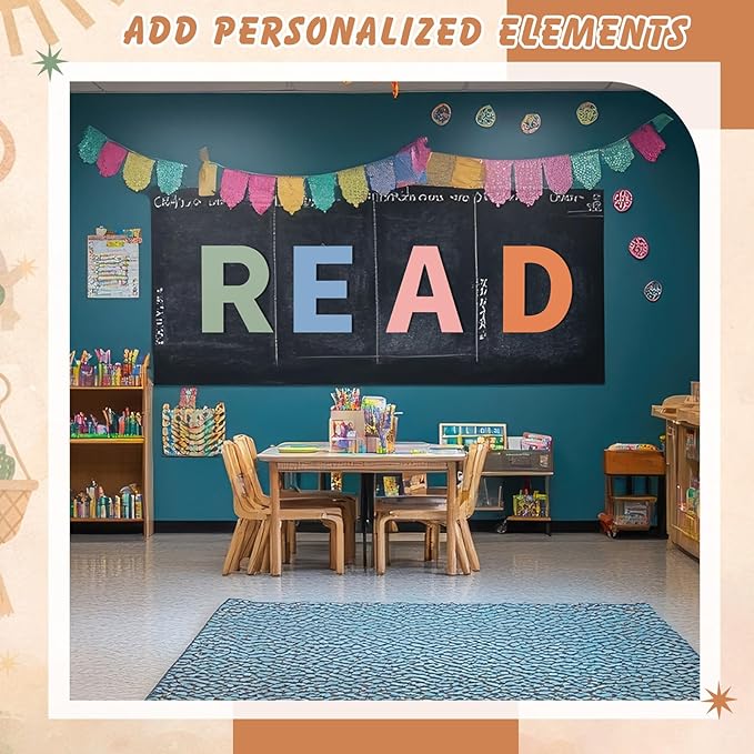 12 in Boho Read Sign Wooden Letters Playroom Sign Bohemian Colors Playroom Wall Hanging Decor for Nursery Readroom Home Classroom Wall Decor