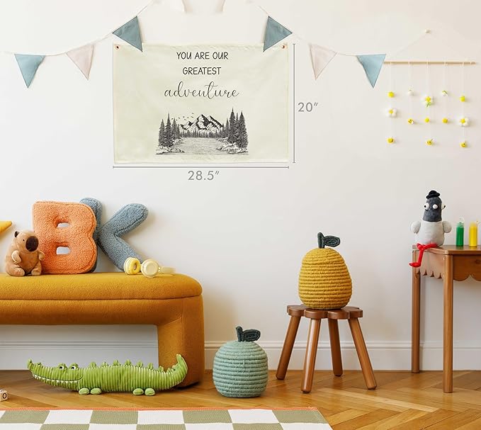 Nursery Nursery Bedroom Playroom Door Decor-Rectangular Banner Wall Decor Poster Flag Sign Art for Baby Boy Girl Kids Teen-Baby,Shower Birthday Christmas Gift-You Are Our Greatest Adventure