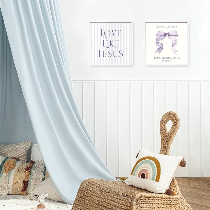 LARTSFRO Coquette Purple Bow Jesus Wall Art Decor Posters, Purple Bow Christian Room Bedroom Bathroom Dorm Wall Art Decor Aesthetic for Teen Girls Gifts, Inspirational Bible Verses Bow Wall Decor, 10x10 Inch Set of 4 Bow Pictures (UNFRAMED)