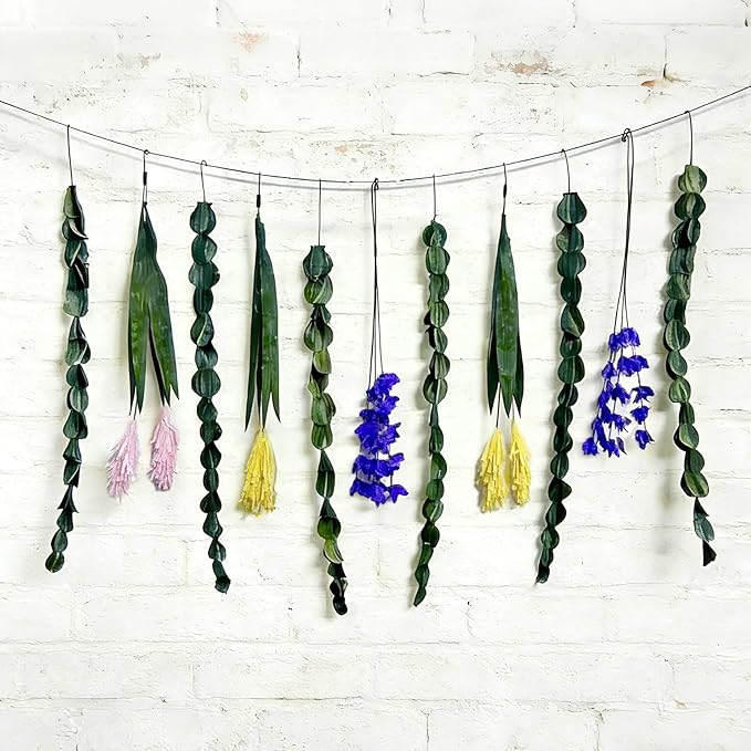 Paper Eucalyptus Wall Hanging Decor Wall Hanging Plants Garland Paper Greenery Leaves Stems Boho Rustic Farmhouse Decor for Bedroom Kitchen Dining Room Bathroom