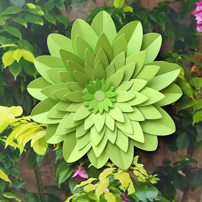 Large Lime Green Paper Flowers for Wall (12"-5") Spring Party Birthday Baby Room Nursery Decoration Forest Wedding Bridal Shower Decorations Photo Prop Pack of 6
