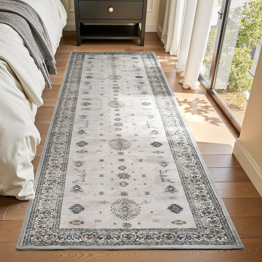 AMOAMI Vintage 2X6 Runner Rug Non Slip Soft Runners for Hallways Machine Washable Hallway Runner Bedside Rugs for Bedroom Long Rug for Hallways Entryway Laundry Room Kitchen Bathroom