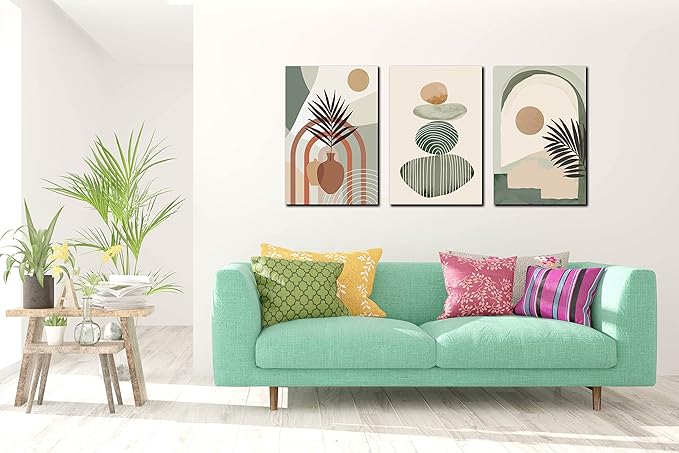 ZHAOSHOP Boho Room-Decor For Bedroom - Green Canvas Art Wall Decor - Modern Minimalist Wall Art Picture On Canvas Size 24" x 16"x 3 Pieces