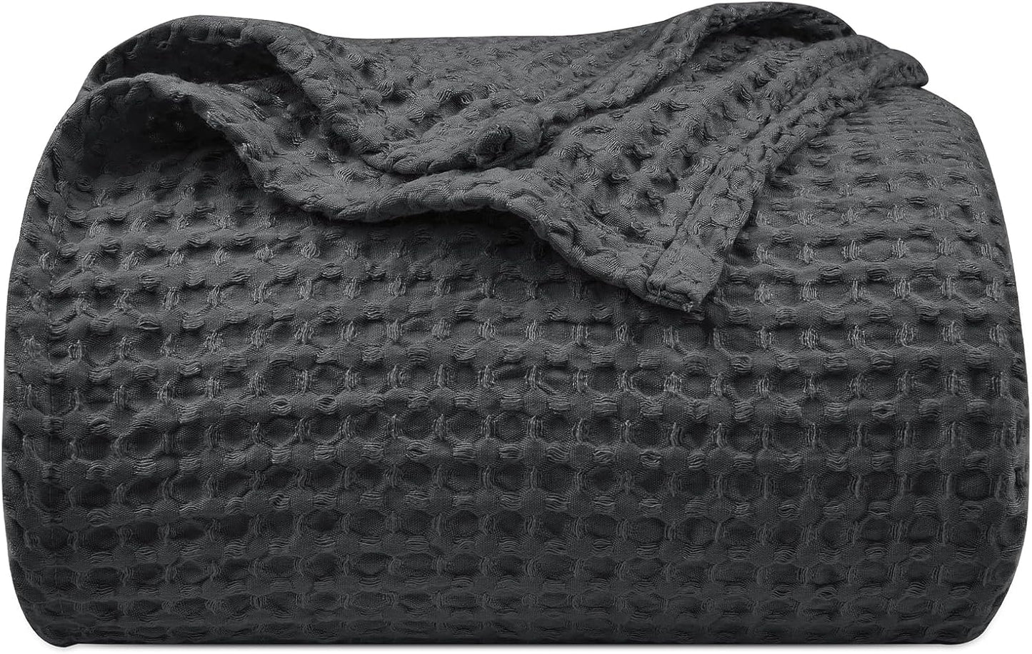 PHF Ultra Soft Waffle Weave Blanket King Size 104"x 90"- Washed Lightweight Breathablee Cozy Woven Blanket - Great for Couch Bed Sofa Home Car - Black