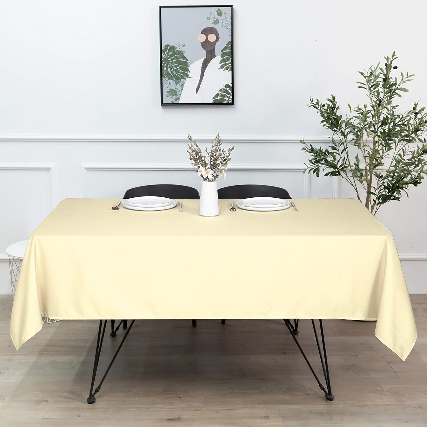 sancua Square Tablecloth - 70 x 70 Inch - Water Resistant Spill Proof Washable Polyester Table Cloth, Decorative Fabric Table Cover for Dining Tables, Buffet Parties and Camping, Beige