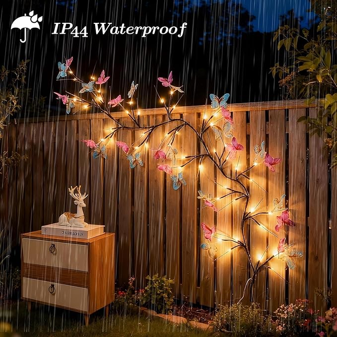 Willow Vine Light with Butterfly 48LED 5.9FT Enchanted Wall Decoration Vine Lights 8 Light Modes for Indoor Home Wall Decoration(Warm White)