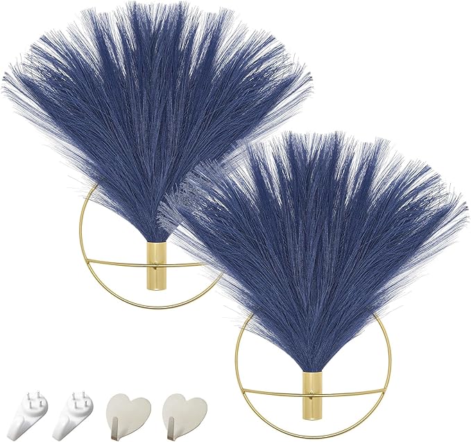 Pretty Jolly Wall Decor Metal Vase Decoration Holder, Mounted Artificial Flowers, Golden Fake Wheat 2 Pack, Art Artificial Greenery, Farmhouse, Boho