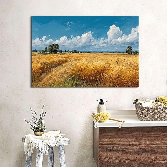 Kitchen Wall Art Farmhouse Wall Decor Rustic Autumn Farm Land Painting Country Landscape Canvas Prints Rustic Botanical Pictures Vintage Countryside Artwork for Living Room Home Decoration 16x24"