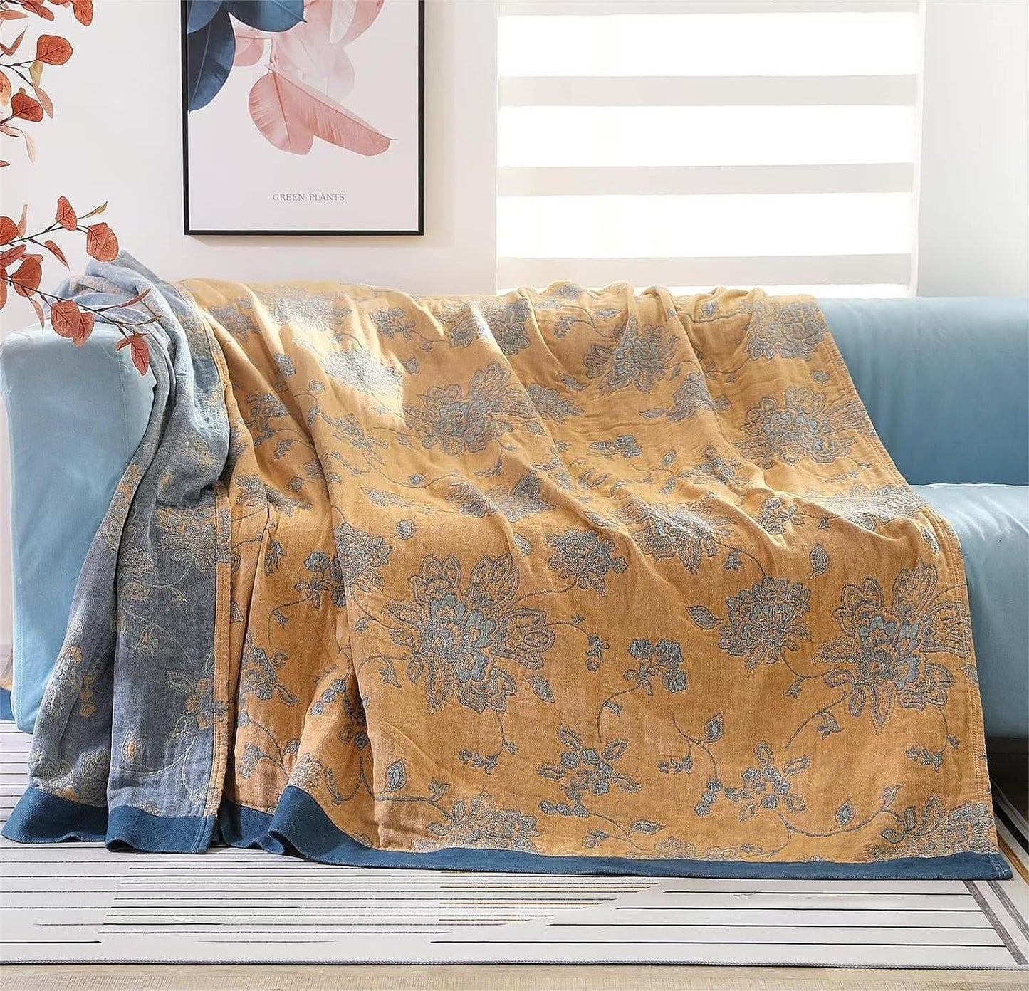 MSGKV Boho Throw Blanket Summer Blanket 100% Cotton Boho Couch Cover,Versatile Knit Woven Blankets,Super Soft Warm & Decorative Blanket for Chair Bed Sofa and Living Room,60''Wx 80''L