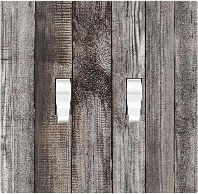 Decorative Switch Plates Vintage Brown Gray Wood Texture 2 Gang Double Toggle Outlet Light Switch Cover Wall Plate Electrical Faceplate For Farmhouse Cabin Decor