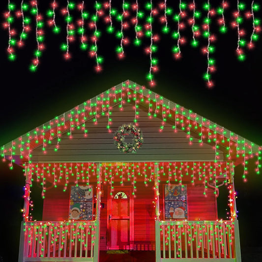QITONG 800 LED Icicle Lights Red and Green