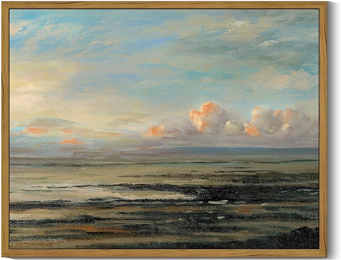 SHENIFY Vintage Framed Wall Art Coastal Sky Landscape Scenery Rustic Home Decor Retro Decorations for Farmhouse Hallway Bedroom Ready to Hang Wall Artwork - 11x14in Natural Framed