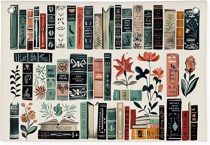 Reading Nook Book Club Decor, Vintage Book Linen Banner Wall Hanging Canvas Flag, Home Library Decor, Reading Room Decor, Retro Wall Art