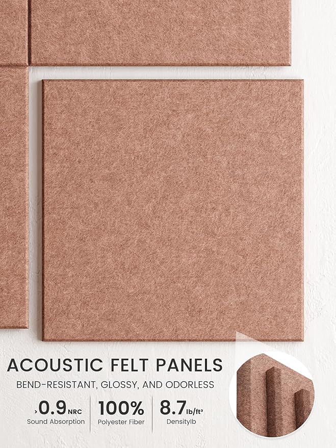 Bumusty Large Cork Board 48" x 36" Alternative - 12 Pack Felt Wall Tiles with 70 Safe Removable Adhesive Tabs, 30 Pushpins, Cork Boards for Walls Pin Board Bulletin Board Office Decor (Terracotta)
