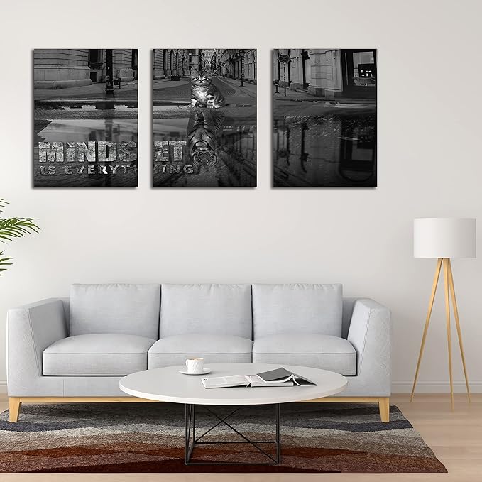 3 Panels Motivational Canvas Wall Art Inspirational Wall Art Entrepreneur Quotes Poster Print Artwork Painting Picture for Framed Home Decoration Living Room office bedroom 60" W x 28" H