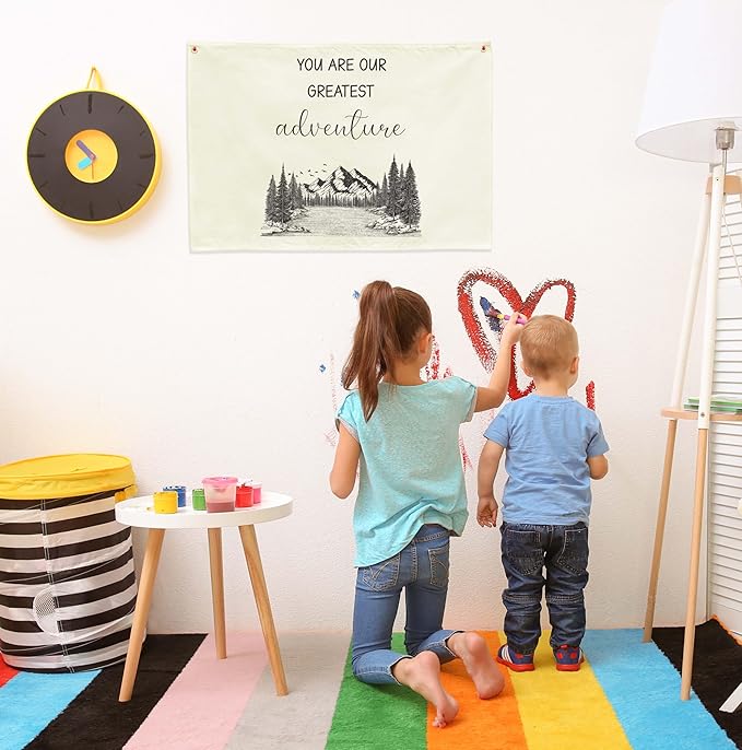 Nursery Nursery Bedroom Playroom Door Decor-Rectangular Banner Wall Decor Poster Flag Sign Art for Baby Boy Girl Kids Teen-Baby,Shower Birthday Christmas Gift-You Are Our Greatest Adventure