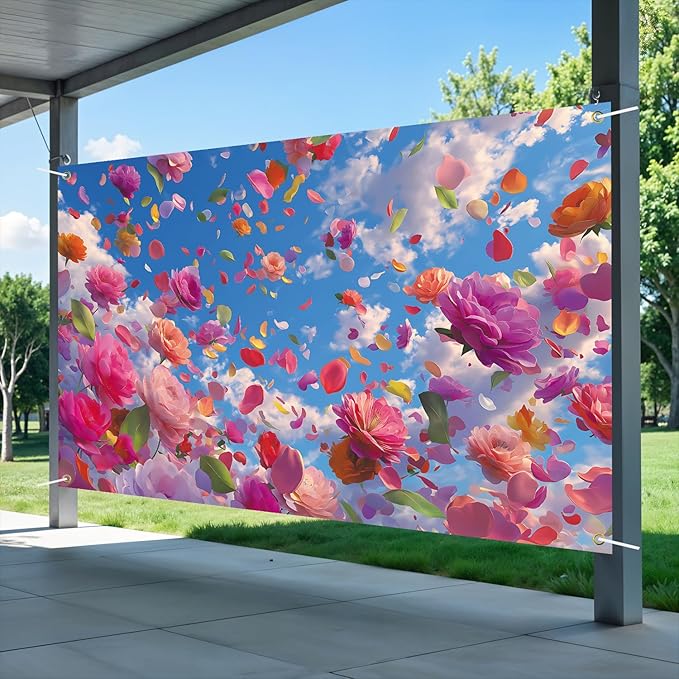 Spring Flower Backdrop 71'' x 43''h Hello Spring Banner Gnome Daisy Butterfly Backdrop Decorations for Photography Background Photo Prop Booth Party Decor