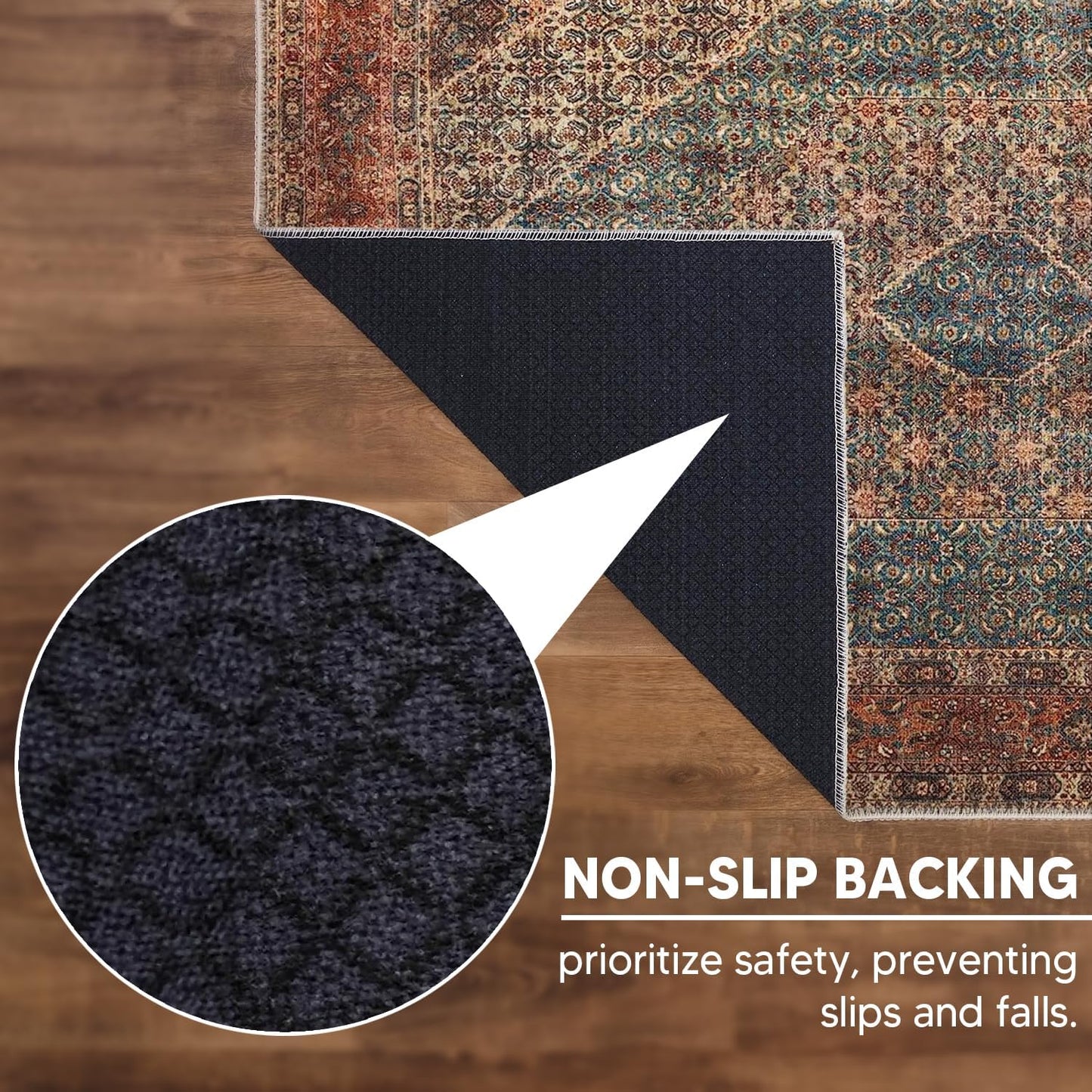Keen Home Design 2x3 Rug - Machine Washable Entry Rug with Non-Slip Backing, Ideal for Enteryway, Kitchen, Bathroom, Laundry Room - Vintage, Easy Clean, Durable, Low Pile Rug - (2' x 3')