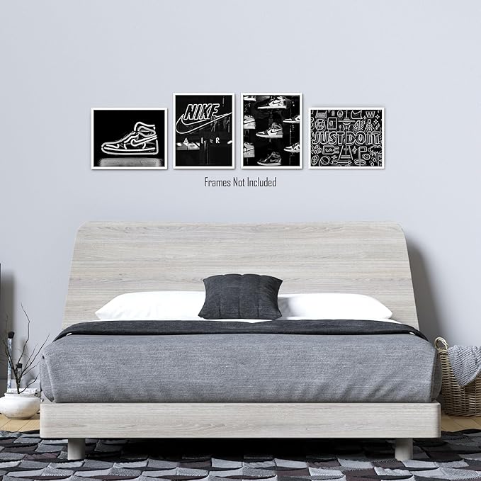 Generic Sneaker Posters (UNFRAMED 8 x 10 Set of 4) Hypebeast Wall Art Shoe Decor Sneakerhead Room Decor Air AJ Teen Boy Room Girl Room Wall Art Prints - Black and White Sneakers QUAD