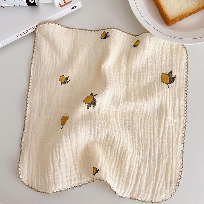 BuLuTu 4 Pack Stylish Dish Cloths Towels for Kitchen Soft Muslin Cotton Wash Cloths High Durability Absorbency Reusable Cleaning Towels with Cute Floral Print, 11x11 Inches