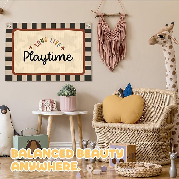 Long Live Playtime Banner Boy Room Decor, Banner Flag Nursery Playroom Wall Decor for Boys Bedroom Living Room Dorm Toddler Decorations Teen Boy Room Kid Banners Wall Hanging Linen Flag 30x20
