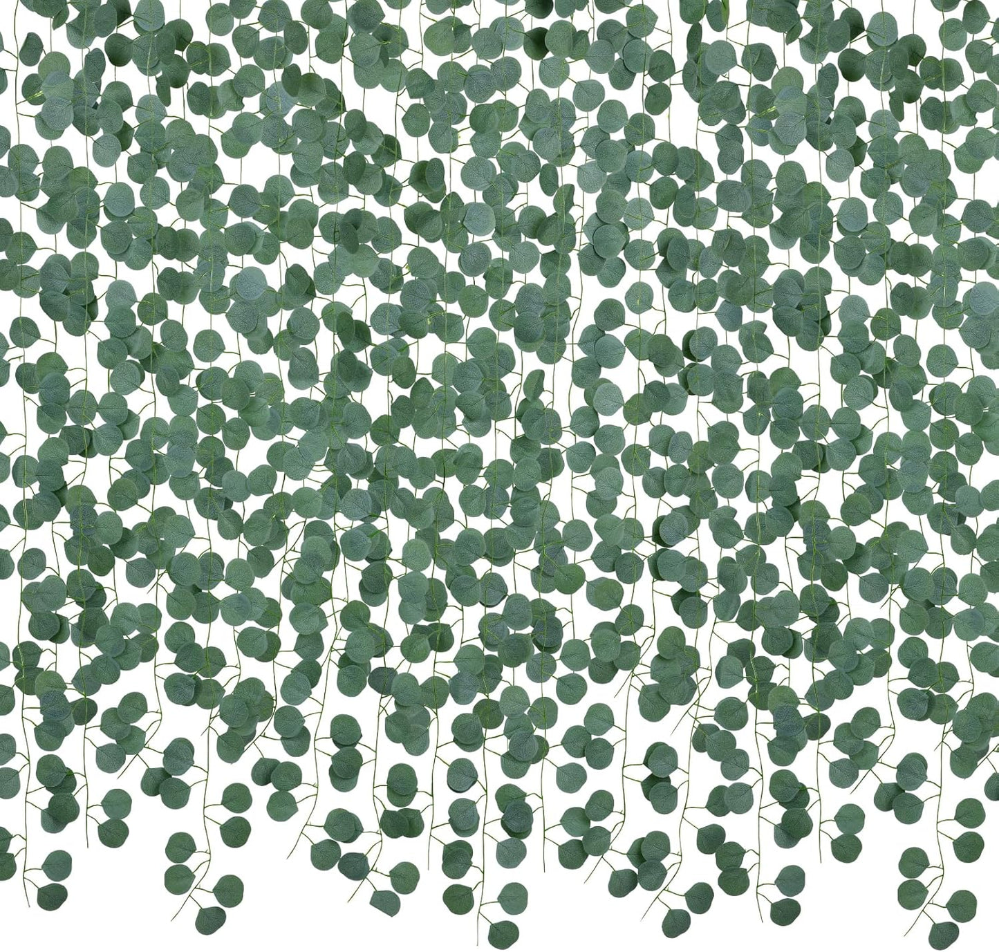 DearHouse 86 Feet 12 Strands Artificial Eucalyptus Leaf Plants Vine Hanging Eucalyptus Garland for Home Kitchen Office Wedding Wall Decor