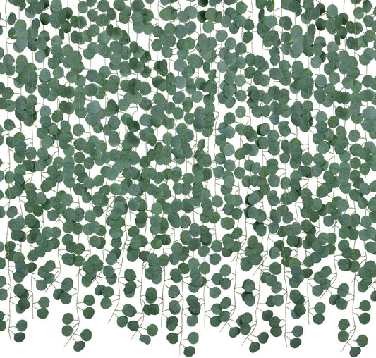 DearHouse 86 Feet 12 Strands Artificial Eucalyptus Leaf Plants Vine Hanging Eucalyptus Garland for Home Kitchen Office Wedding Wall Decor
