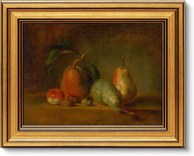 VIYYIEA Vintage Gold Framed Wall Art for Living Room, Fruits Canvas Prints Home Decor, Oil Painting Picture, Bedroom Wall Decor Gifts for Friends or Family -【Fruit Party】-(10L x 8W)