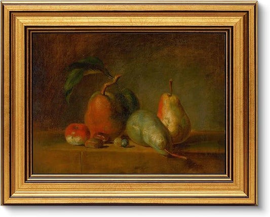 VIYYIEA Vintage Gold Framed Wall Art for Living Room, Fruits Canvas Prints Home Decor, Oil Painting Picture, Bedroom Wall Decor Gifts for Friends or Family -【Fruit Party】-(10L x 8W)