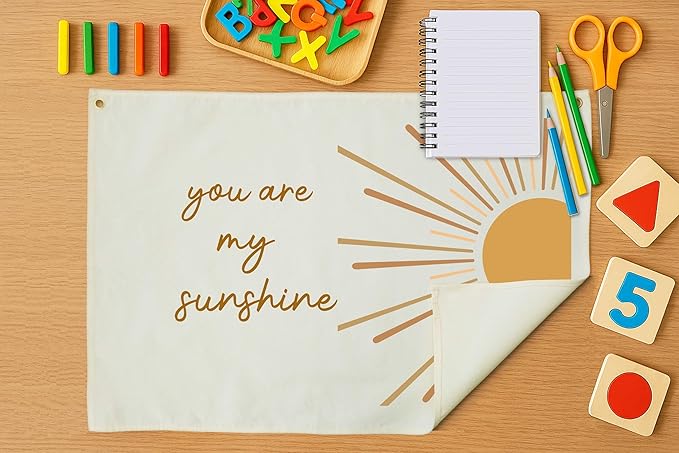 You Are My Sunshine Nursery Canvas Banner -Hanging Rectangular Poster Flag Sign for Baby Boy Girl Kids,Bedroom Reading Room Playroom Decoration, Baby Shower Birthday Christmas Gift