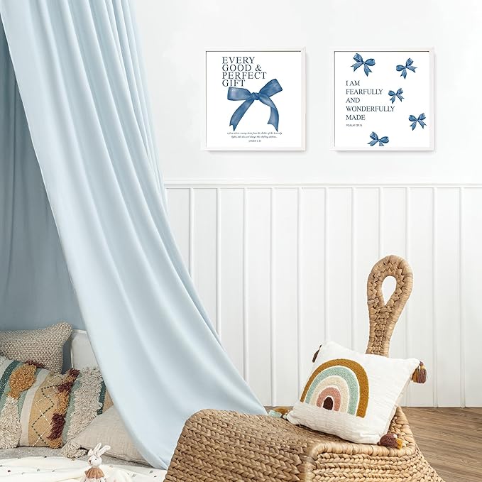 LARTSFRO Coquette Navy Blue Bow Wall Art Decor Posters, Navy Blue Bow Room Bedroom Bathroom Dorm Wall Art Decor Aesthetic for Teen Girls Gifts, Inspirational Bible Verses Bow Wall Decor, 10x10 Inch Set of 4 Pcs Bow Pictures (UNFRAMED)