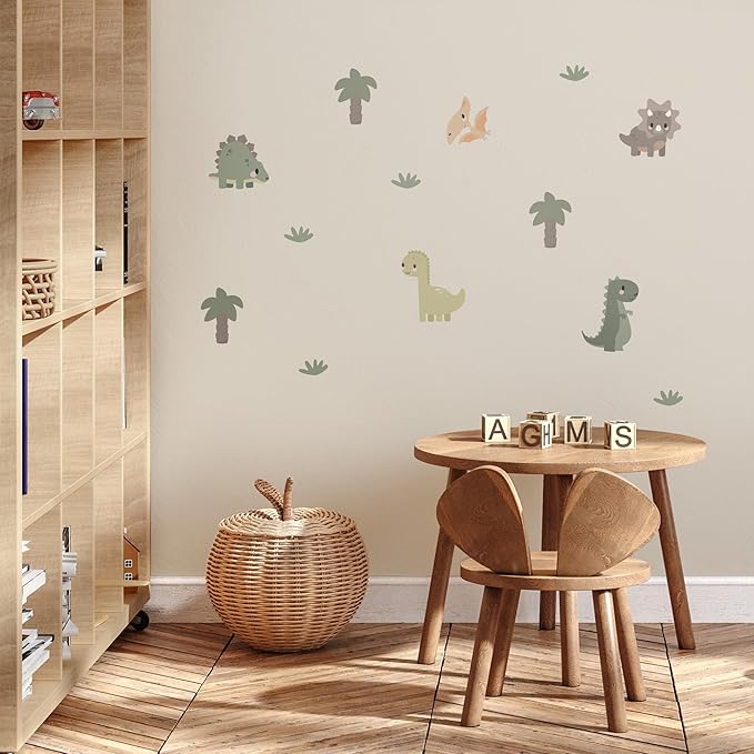 Dinosaur Wall Decals - Easy-to-Apply & Removable Wall Stickers: Transform Your Toddlers Bedroom with Durable, Vibrant Peel-and-Stick Wall Decor – Stickers for Kids