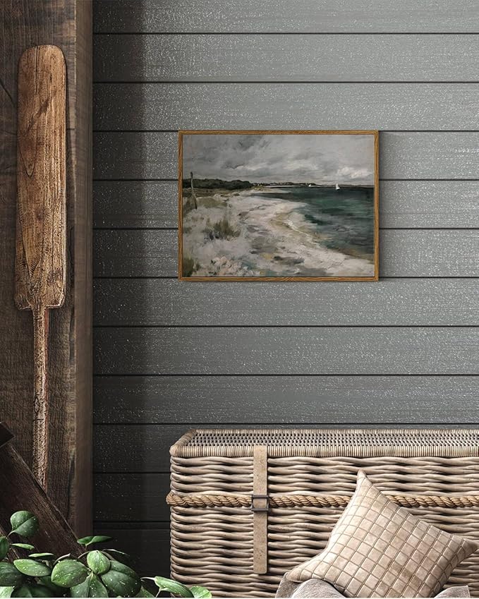 InSimSea Framed Canvas Wall Art Vintage Decor, Coastal Wall Art Living Room, Storm Clouds Pictures, Traditional Scenic Pictures for Bedroom Bathroom Farmhouse Office Decor, 12"x16"