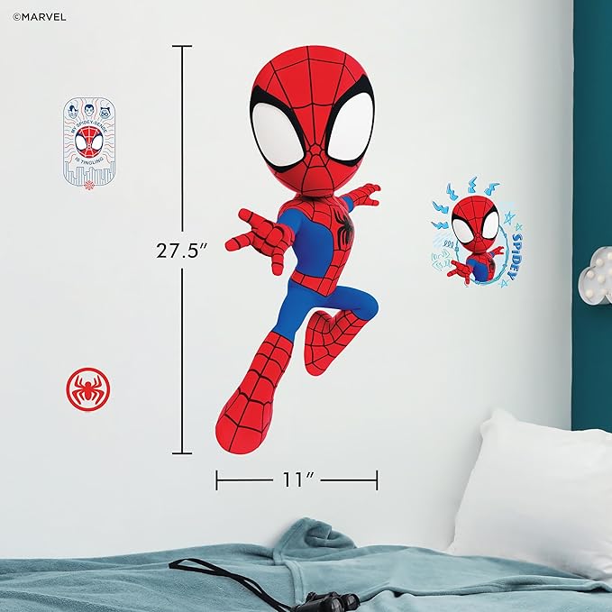 Marvel Spidey and His Amazing Friends Spider-Man Wall Decal - 27" Spidey Vinyl Stickers for Bedroom Bathroom Decor - Peel and Stick Room Decorations