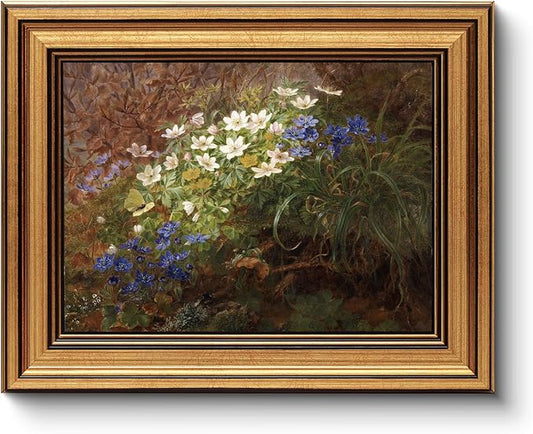 HUARCEY Gold Framed Vintage Wall Art for Living Room, Bathroom Shelf Wildflowers Prints Decor Aesthetic Classical Floral Paintings Farmhouse Wall Decor, Retro Table Desk Decoration for Bedroom 8"x10"