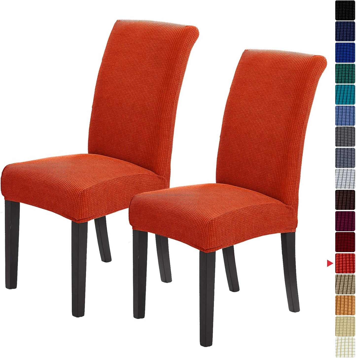 Howhic Stretch Chair Covers for Dining Room Set of 2, Removable Washable Dining Room Chair Covers, Dining Chair Slipcovers Seat Protector, Great for Home and Banquet Decor (Pureed Pumpkin, 2 Pack)