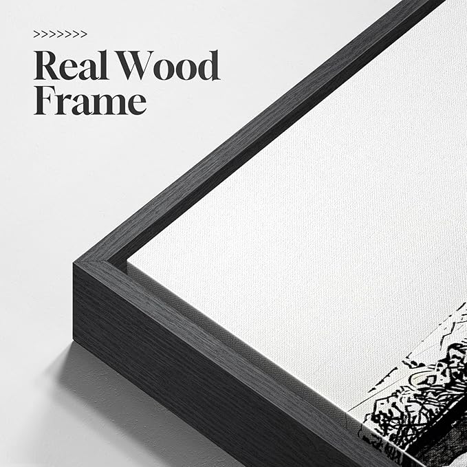 Framed Abstract Neutral Wall Art Set, 4 Piece Black White Gray Minimalist Square Canvas Prints with Brown Accents, Modern Wall Art for Living Room Bedroom Entryway Office Decor, 12x12 Inch