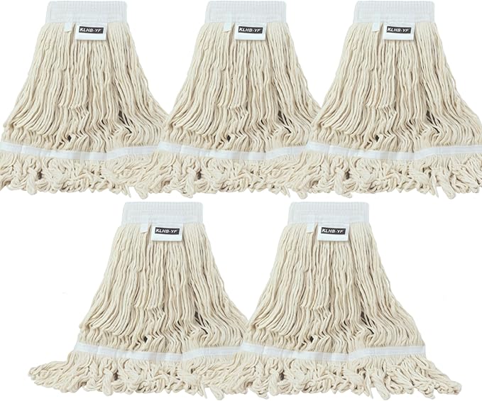 Mop Head Replacement,Commercial Mop Heads,Cotton Washable Industrial Mop Head,6 Inch Heavy Duty Mop Heads,Wet Industrial Cleaning Mop Head for Home,Industrial and Commercial Use Clean（White）