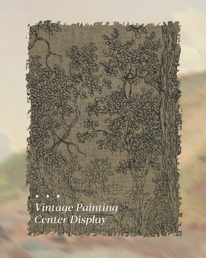 HUARCEY Gold Framed Canvas Wall Art, Antique Sketch Landscape Pictures Vintage Decor, Bedroom Kitchen Shelf Decor, Dark Moody Retro Country Farmhouse Canvas Paintings, 8x10inch