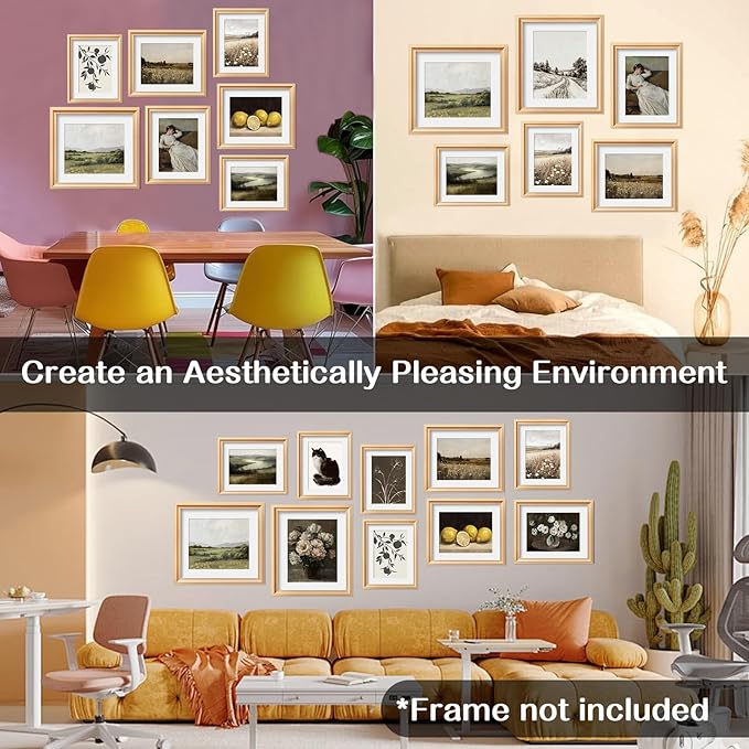 JJY 12 Pcs Dark Tone Vintage Eclectic Wall Art Decor -Modern Maximalist Wall Prints for Home -Spring Flowers and Plants Eclectic Gallery Wall Art Decoration -French Country Botanical Painting（Unframed）
