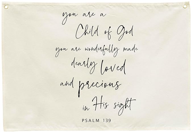 Rectangular Christian Verse Scripture Canvas Banner Wall Decor-Bible Flag Sign for Baby Boy Girl Kid,Nursery Bedroom Playroom Nursery Decor-Baby Shower Baptism Christmas Gift-You Are A Child of God