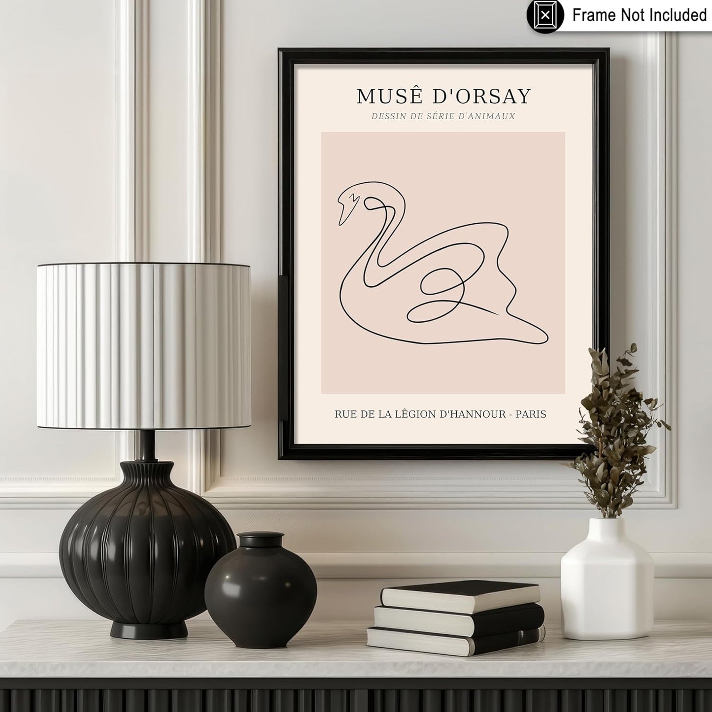 Poster Master Vintage Poster - Retro One Line Swan Drawing Print - Swan Art - Bird Art - Minimal Gift for Her, Animal Lover - Abstract Decor for Home, Office, Bedroom, 18x24 Unframed Wall Art