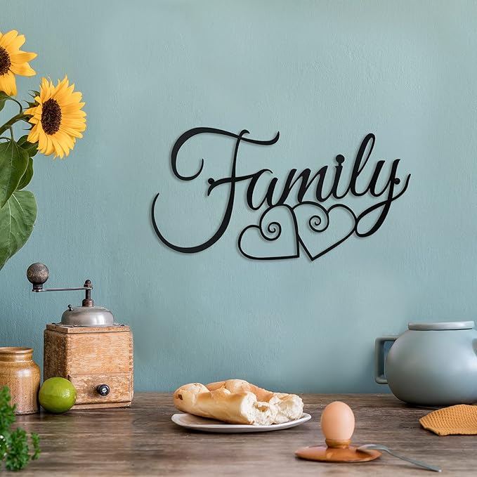 Ferraycle Metal Family Wall Decor Art Rustic Hanging Decoration Sign Family Signs Home Wall Decor for Living Room Bedroom Dining Room Kitchen(Black)