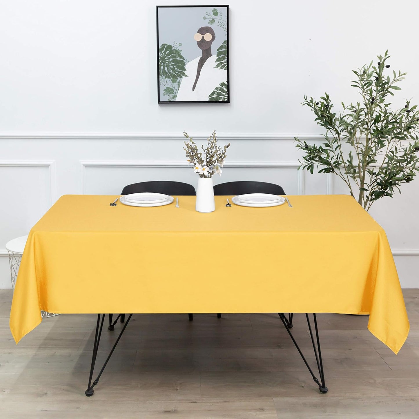 sancua Square Tablecloth - 70 x 70 Inch - Stain and Wrinkle Resistant Washable Polyester Table Cloth, Decorative Fabric Table Cover for Dining Tables, Buffet Parties and Camping, Yellow