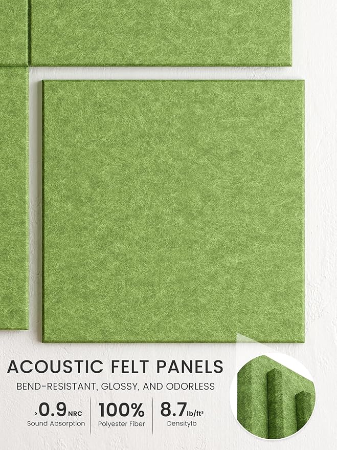 Bumusty Large Cork Board 48" x 36" Alternative - 12 Pack Felt Wall Tiles with 70 Safe Removable Adhesive Tabs, 30 Pushpins, Cork Boards for Walls Pin Board Bulletin Board Office Decor (Kelly Green)